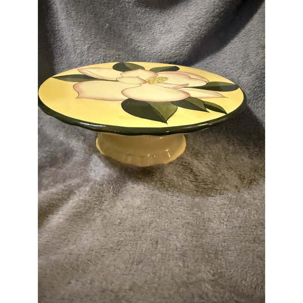 Vtg 1960s MCM Farmhouse Ceramic Cake Plate Pedestal